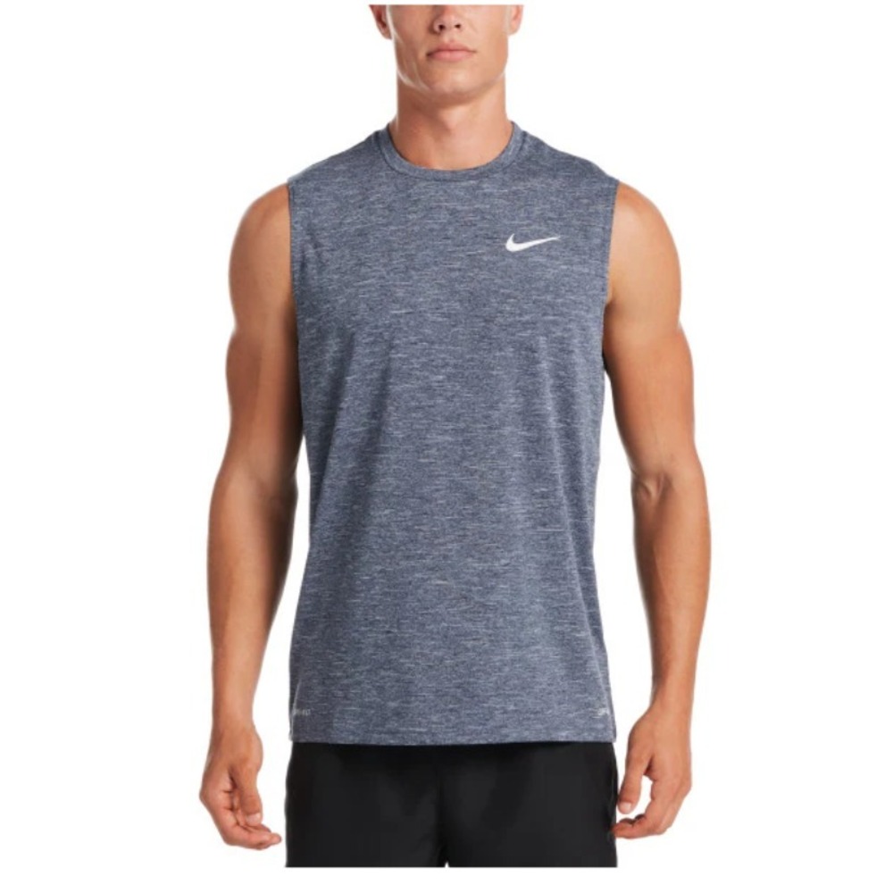 Nike Swim Men's Heather Sleeveless Hydroguard Swim Shirt Midnight Navy, Small